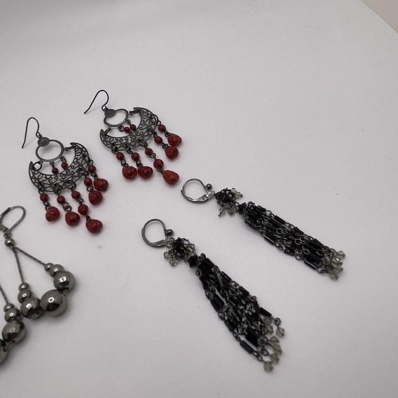 Lot Of 3 Costume Earrings Pierced Dangle Drop  /  Bead / Beaded - Picture 4 of 10